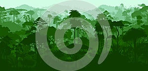 Vector brazilian seamless tropical rainforest Jungle forest background