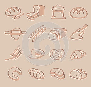 Vector bread icon set