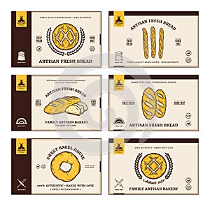 Vector bread vintage labels and packaging design elements