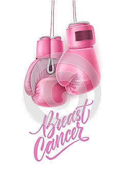 Vector breast cancer awareness pink box glove