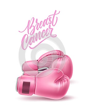 Vector breast cancer awareness pink box glove