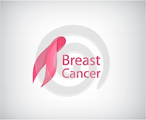 Vector breast cancer awareness pink ribbon logo, icon