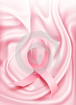 Vector breast cancer awareness poster pink ribbon