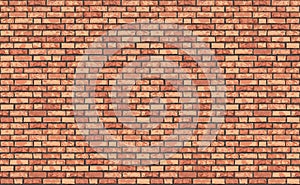 Vector brick wall horizontal background. Flat old red wall texture. Grunge realistic textured brown brickwork for print