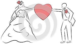 Vector bride and groom cartoon