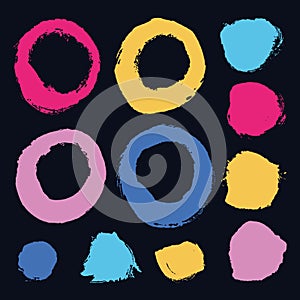 Vector bright collection of hand-drawn elements: drops, lines, splashes, points, brush strokes.