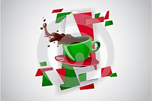 Vector bright color cup of hot drink (tea or coffee)