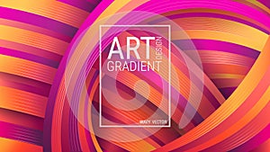 Vector. Bright geometric background. Abstract rainbow-shaped shapes. Violet and orange curved lines.