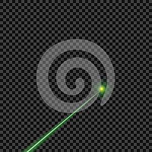 Vector bright, green, laser beams on isolated transparent background. Design element.