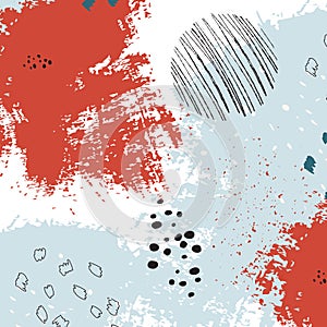 Vector bright painted texture. Freehand graphic illustration. Acrylic pop wallpaper in orange blue pattern. Grunge drawing.