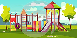 Vector bright playground for children at park