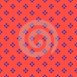 Vector bright red and blue minimalist geometric seamless pattern with small dots