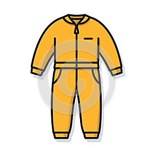 Vector of a bright yellow baby's coverall without feet, perfect for keeping little ones cozy and stylish
