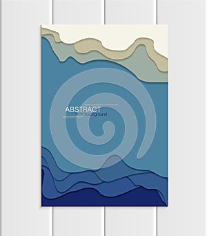 Vector brochure A5 or A4 format abstract uneven blue shapes design element corporate style