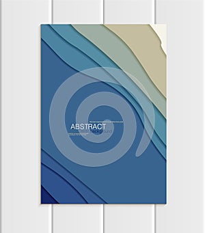 Vector brochure A5 or A4 format abstract uneven blue shapes design element corporate style