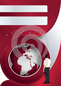 Vector brochure background with globe and man
