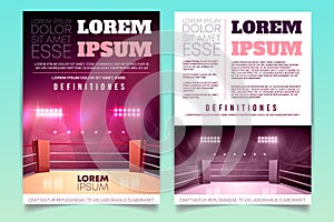 Vector brochure with boxing ring for competition