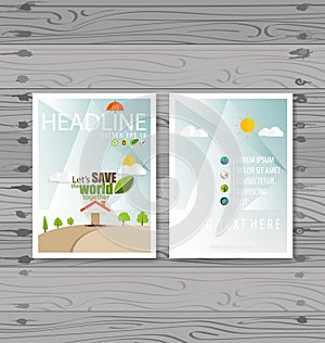 Vector Brochure Flyer design Layout template. Ecology background