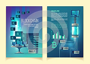 Vector brochure template of blockchain technology