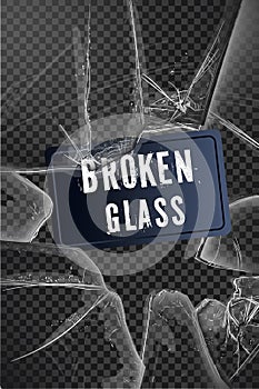 Vector broken glass. Isolated realistic cracked glass effect, concept element. To use Complete Glass texture release clipping mask