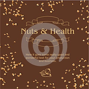 Vector brown background and ground nuts