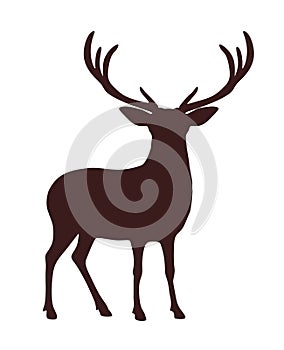 Vector brown deer reindeer silhouette