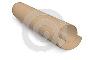 Vector brown realistic paper roll. Medieval rolled parchment