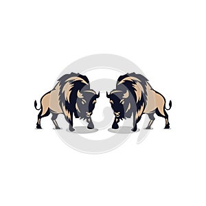 Vector brown zubr buffalo bison