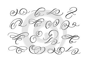 Vector brush calligraphy swirls and flourishes set