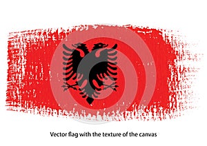 Vector brush stroke on canvas Albania flag