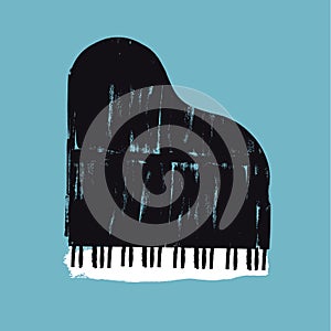 Vector brush stroked piano. Grunge design element for poster or other design - Vector