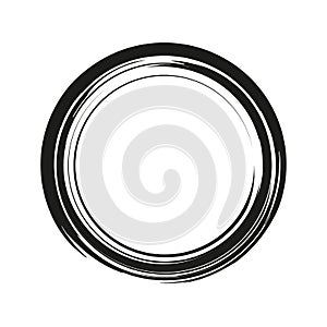 Vector brush strokes circles of paint on white background. Ink hand drawn paint brush circle. Logo, label design element