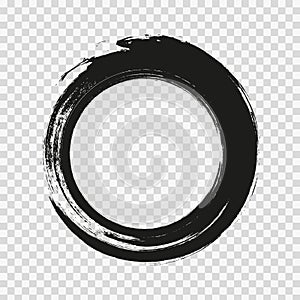 Vector brush strokes circles of paint on white background. Ink hand drawn paint brush circle. Logo, label design element