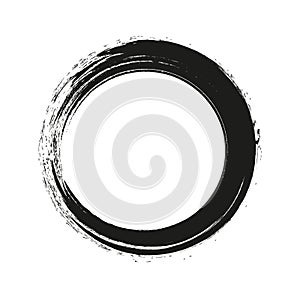 Vector brush strokes circles of paint on white background. Ink hand drawn paint brush circle. Logo, label design element