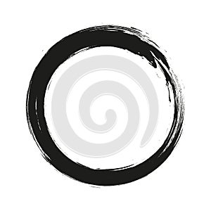 Vector brush strokes circles of paint on white background. Ink hand drawn paint brush circle. Logo, label design element