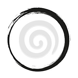 Vector brush strokes circles of paint on white background. Ink hand drawn paint brush circle. Logo, label design element