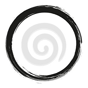 Vector brush strokes circles of paint on white background. Ink hand drawn paint brush circle. Logo, label design element 