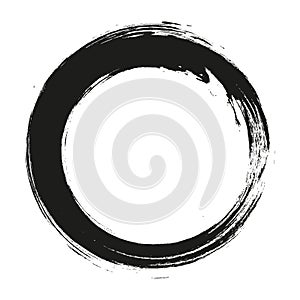 Vector brush strokes circles of paint on white background. Ink hand drawn paint brush circle. Logo, label design element photo