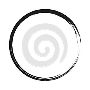 Vector brush strokes circles of paint on white background. Ink hand drawn paint brush circle. Logo, label design element  photo