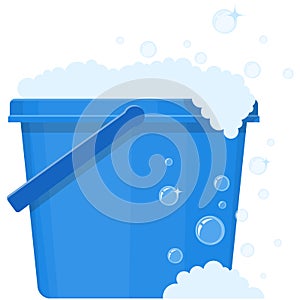 Vector bucket with wash water icon plastic pail illustration