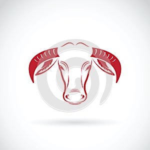 Vector of a buffalo head on white background. Animals.