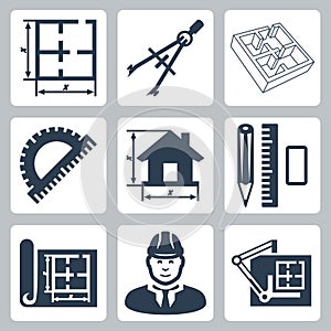 Vector building design icons set