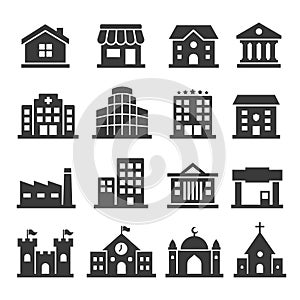 Vector building icon isolated on white background