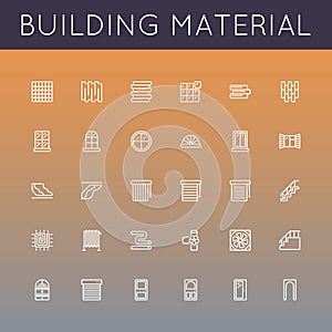 Vector Building Material Line Icons