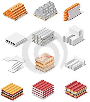 Vector building products icons. Part 1. Concrete