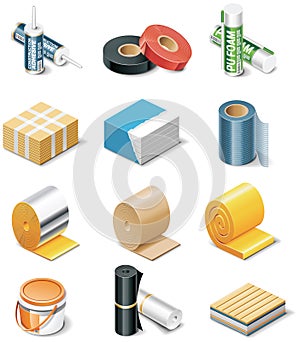 Vector building products icons. Part 2. Insulation