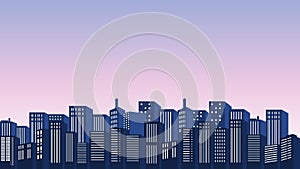 Vector building silhouette background with many malls in urban suburbs