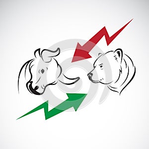 Vector of bull and bear symbols of stock market trends.