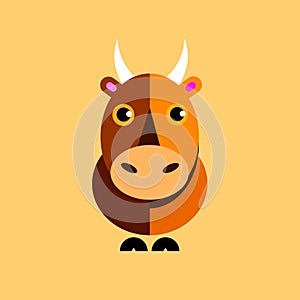 Vector bull symbol icon animal horns tail hooves ea