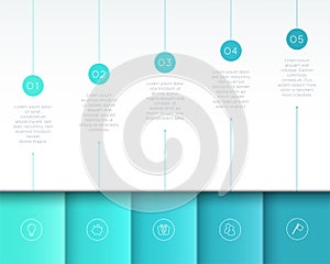 Vector Blue Infographic 3D Page Layout with Steps 1 to 5